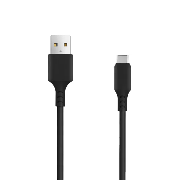 Setty hálózati töltő 1xUSB-A csatlakozással + Type-C kábel 3A - fekete