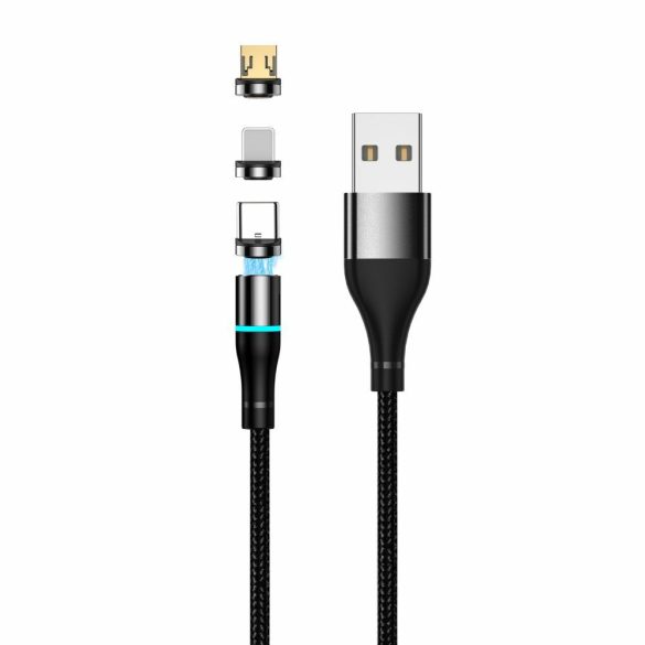 Setty USB-A - Type-C/Lightning/micro USB kábel 2A 1m - fekete