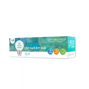 Forever Light Izzó LED E27 G45 2W 230V meleg fehér 5 db