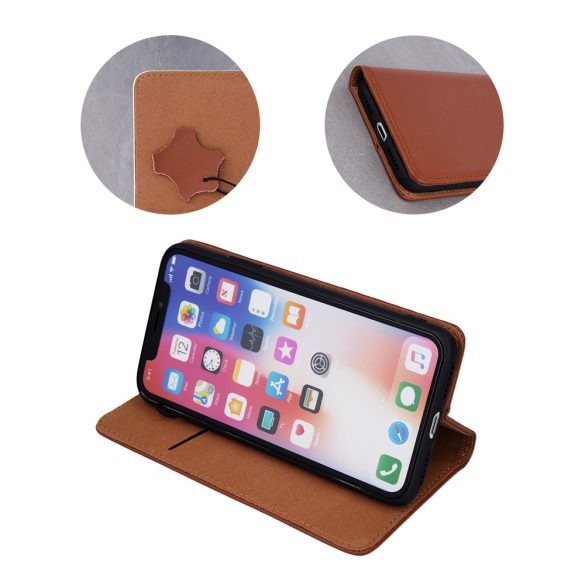 Geniune Leather Smart Pro könyvtok iPhone 13 - barna
