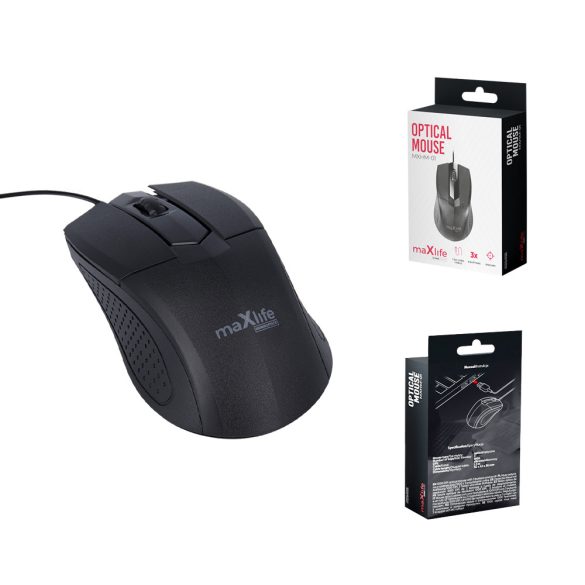 Maxlife Home Office MXHM-01 optikai egér 1000 DPI 1,2m - fekete