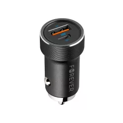   Forever CC-06 autós töltő 1xUSB-A és 1xUSB-C csatlakozással 20W PD QC - fekete