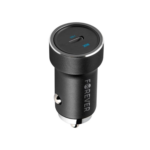 Forever CC-06 autós töltő 1xUSB-C csatlakozással 20W PD QC - fekete