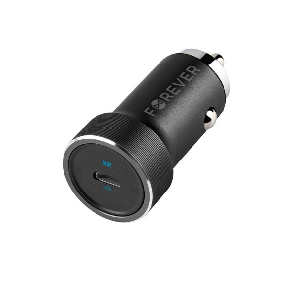 Forever CC-06 autós töltő 1xUSB-C csatlakozással 20W PD QC - fekete