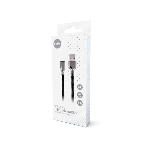 Setty USB-A - microUSB kábel 1 m 3A - fekete