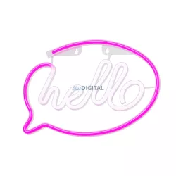   Neon LED HELLO rózsaszín fehér Bat + USB FLNE15 Forever Light