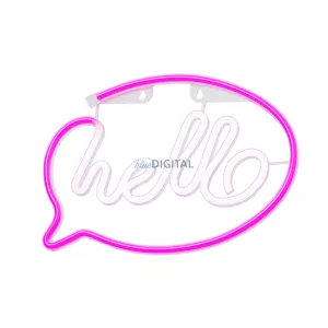 Neon LED HELLO rózsaszín fehér Bat + USB FLNE15 Forever Light