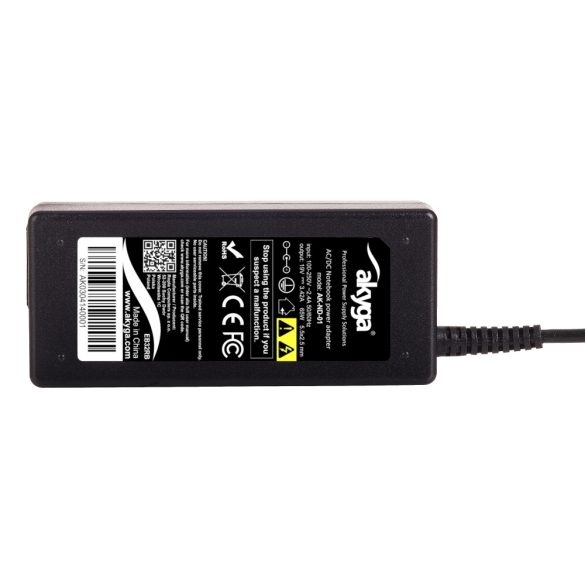 Akyga tápegység Toshiba notebookokhoz 19V / 3,42A / 65W