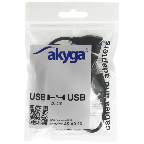 Akyga AK-AD-13 USB Hub USB-A - 4x USB-A3 15cm - fekete