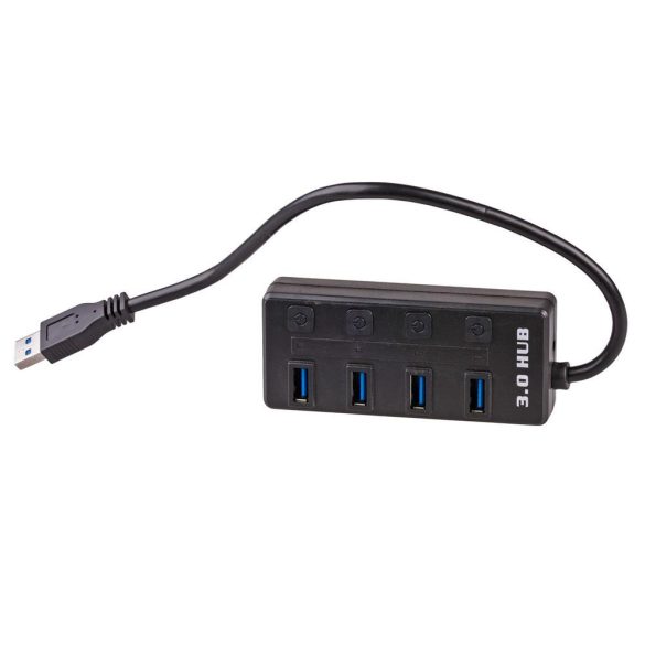 Akyga AK-AD-33 USB Hub USB-A - 4x USB-A3 15cm - fekete