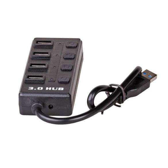 Akyga AK-AD-33 USB Hub USB-A - 4x USB-A3 15cm - fekete
