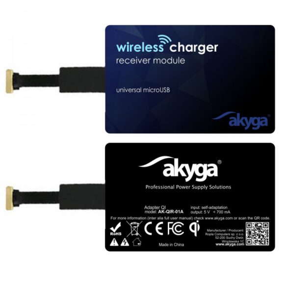 AKYGA AK-QIR-01A microUSB - Qi vezeték nélküli töltő adapterek