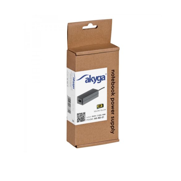 Akyga notebook tápegység AK-ND-51 (20 V | 2,25 A | 45 W | szögletes sárga csatlakozó)