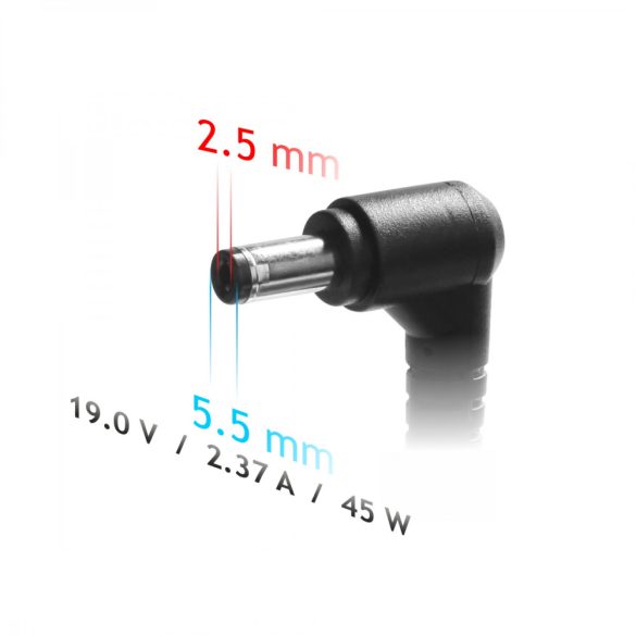 Akyga notebook tápegység (19 V | 2,37 A | 45 W | 5,5x2,5 mm) AK-ND-61
