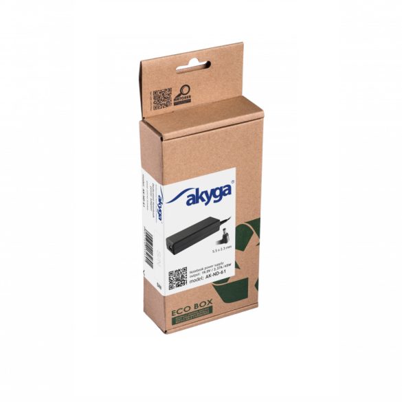 Akyga notebook tápegység (19 V | 2,37 A | 45 W | 5,5x2,5 mm) AK-ND-61