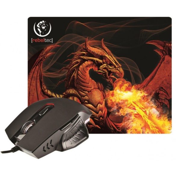 Rebeltec RED DRAGON egér + egérpad