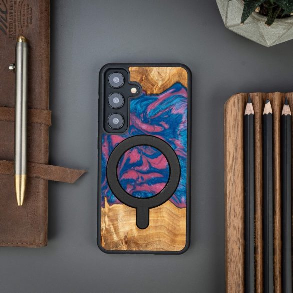 Bewood Neons Vegas MagSafe-kompatibilis tok Samsung Galaxy S24 - barna-kék