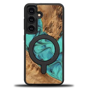 Bewood Turquoise MagSafe-kompatibilis tok Samsung Galaxy S24 - barna-kék