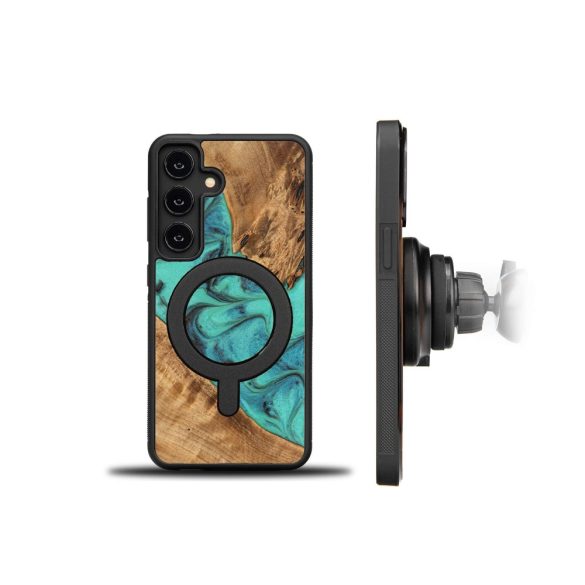 Bewood Turquoise MagSafe-kompatibilis tok Samsung Galaxy S24 - barna-kék