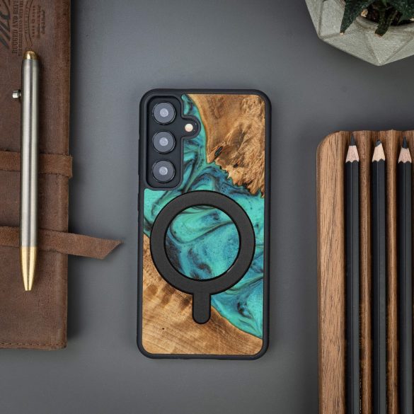 Bewood Turquoise MagSafe-kompatibilis tok Samsung Galaxy S24 - barna-kék