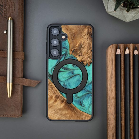 Bewood Turquoise MagSafe-kompatibilis tok Samsung Galaxy S24 Plus - barna-kék