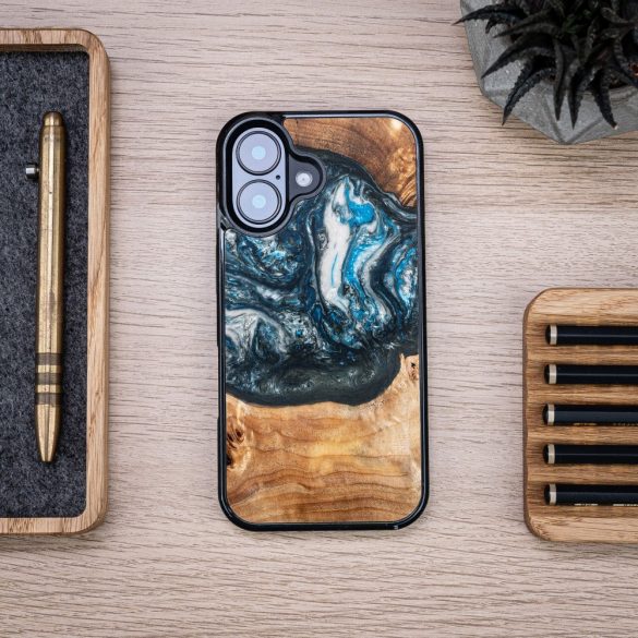 Bewood Planets Earth tok iPhone 16 - barna-kék