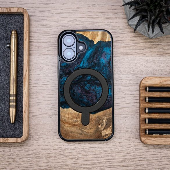 Bewood Planets Neptune MagSafe-kompatibilis tok iPhone 16 - barna-kék