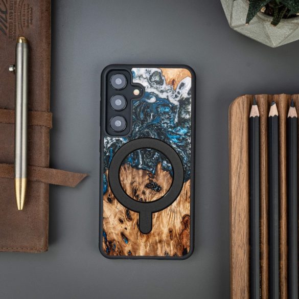 Bewood Planets Earth MagSafe-kompatibilis tok Samsung Galaxy A55 5G - barna-kék