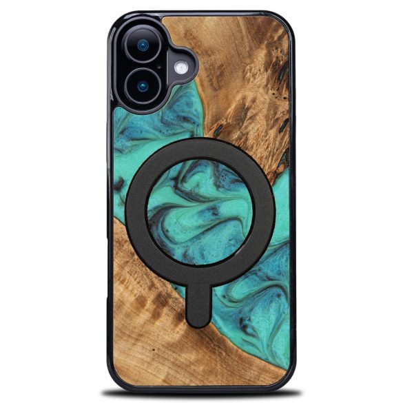 Bewood Turquoise MagSafe-kompatibilis tok iPhone 16 - barna-kék
