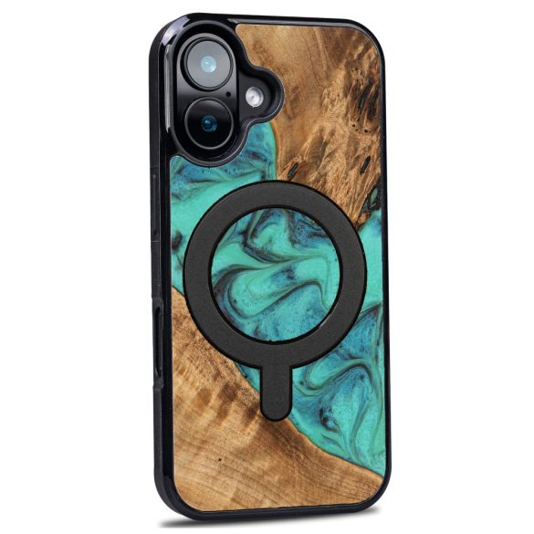 Bewood Turquoise MagSafe-kompatibilis tok iPhone 16 - barna-kék