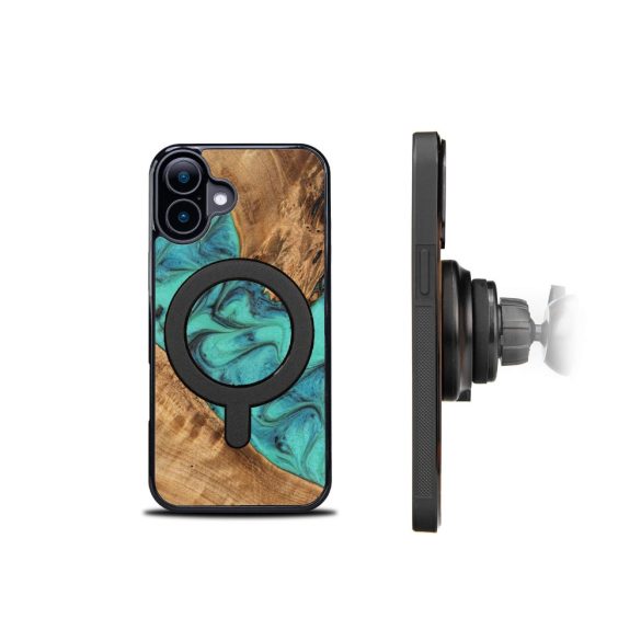 Bewood Turquoise MagSafe-kompatibilis tok iPhone 16 - barna-kék