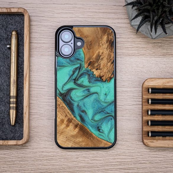 Bewood Turquoise tok iPhone 16 Plus - barna-kék