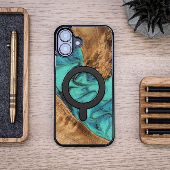 Bewood Turquoise MagSafe-kompatibilis tok iPhone 16 Plus - barna-kék