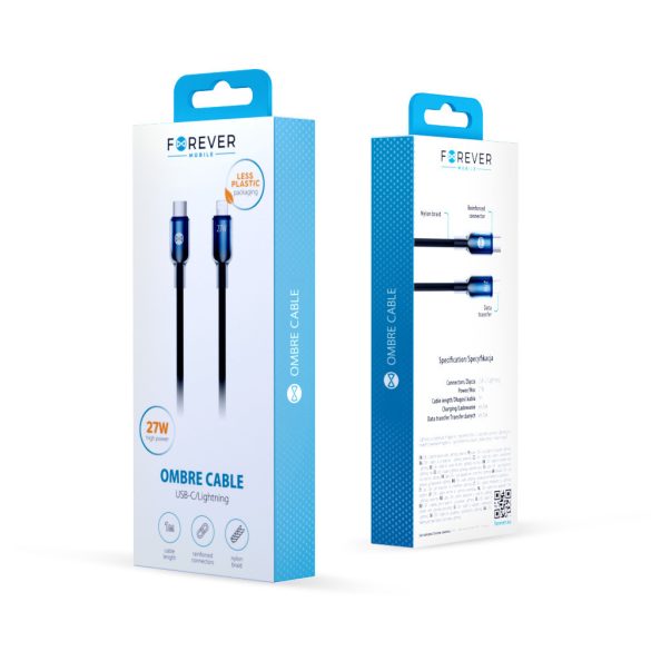 Forever Ombre Type-C - Lightning kábel 27W 1m - fekete