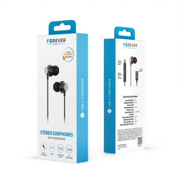 Forever EP-02 vezetékes fülhallgató USB-C - fekete