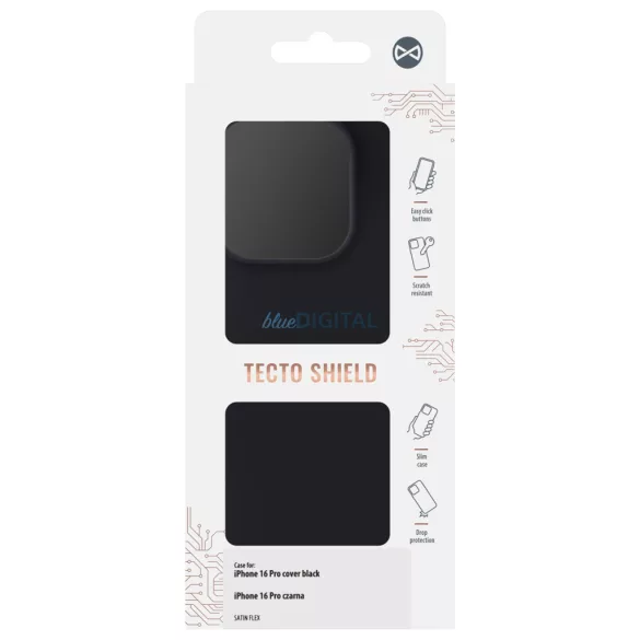 TectoShield Satin Flex tok iPhone 16 Pro - fekete