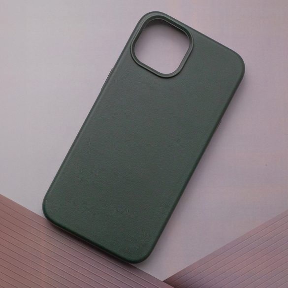 Mag Leather MagSafe-kompatibilis tok iPhone 16 - sötétzöld