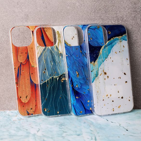 Gold Glam tok Samsung Galaxy A16 4G/5G - "feathers" mintás