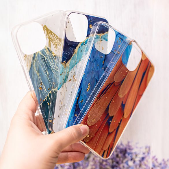 Gold Glam tok Samsung Galaxy A16 4G/5G - "feathers" mintás