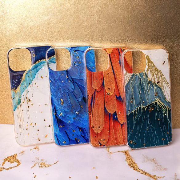 Gold Glam tok Samsung Galaxy A36 - "feathers" mintás
