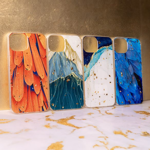 Gold Glam tok Samsung Galaxy A36 - "feathers" mintás
