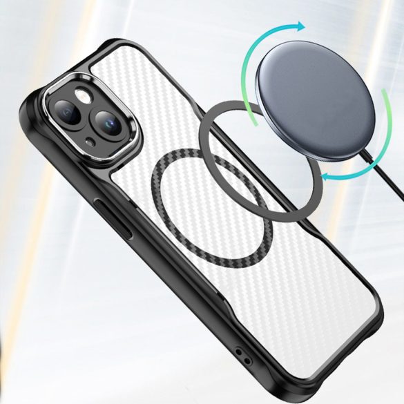 Defender Carbon MagSafe-kompatibilis tok iPhone 15 - fekete