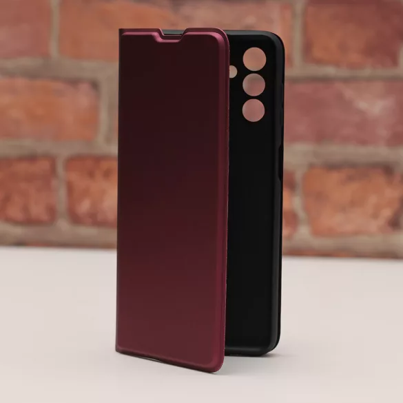 Smart Soft könyvtok iPhone 16e - bordó