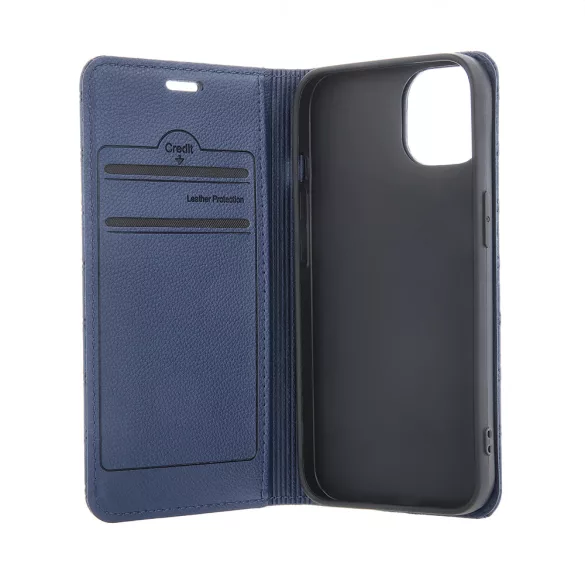 Smart Caro könyvtok iPhone 16e - tengerészkék