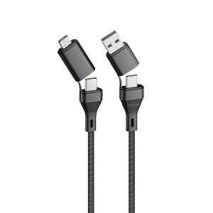 Forever CORE 4 az 1-ben USB-A/USB-C - USB-C /microUSB kábel 1,2m 3A - fekete