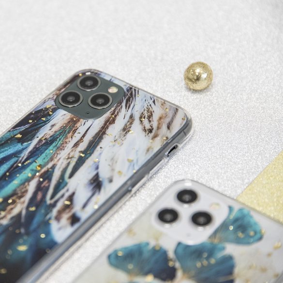 Gold Glam tok Samsung Galaxy A05s - "feathers" mintás