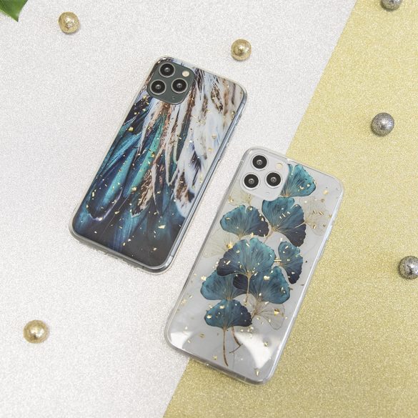 Gold Glam tok Samsung Galaxy A05s - "feathers" mintás