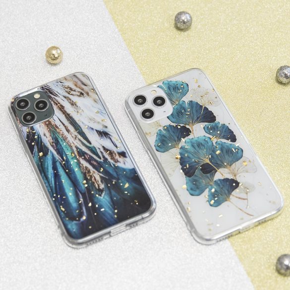 Gold Glam tok Samsung Galaxy A05s - "feathers" mintás