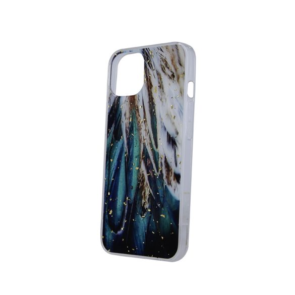 Gold Glam tok Samsung Galaxy S24 Plus - "feathers" mintás