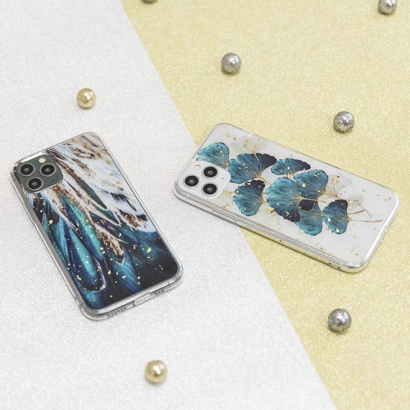 Gold Glam tok Samsung Galaxy S24 Plus - "leaves" mintás